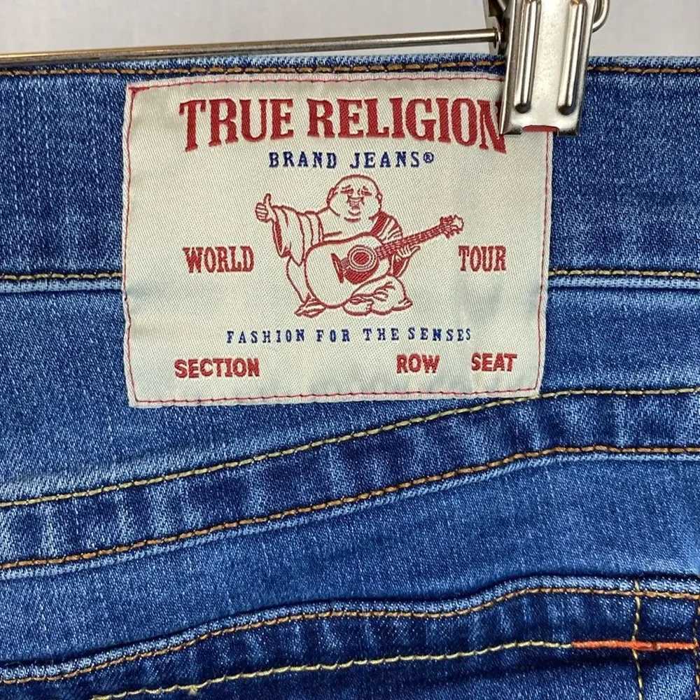 True Religion Blue Denim Ricky Relaxed Straight Jeans 34